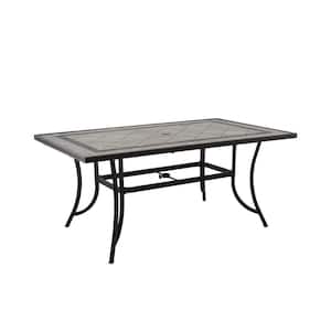 67 in. W x 40 in. D Aluminum Ceramic Tile Top Rectangular Dining Table with Umbrella