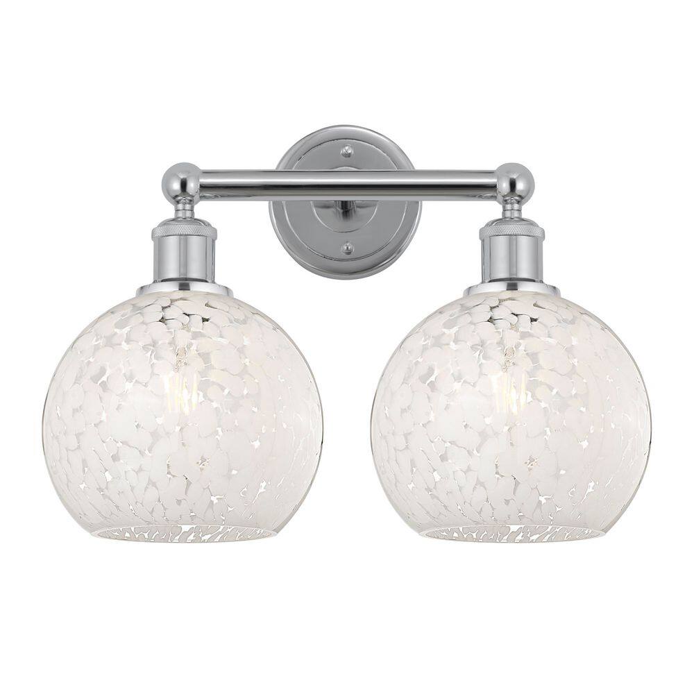 White Mouchette 17 in. 2-Light Polished Chrome Vanity Light with Glass Shade price history on PriceWatchPro