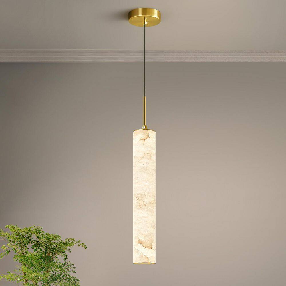 Home Light 10-Watt 1 Light Modern Gold Integrated LED Light Fixtures Pendant Light With Natural Alabaster Shade, 1Pack price history on PriceWatchPro