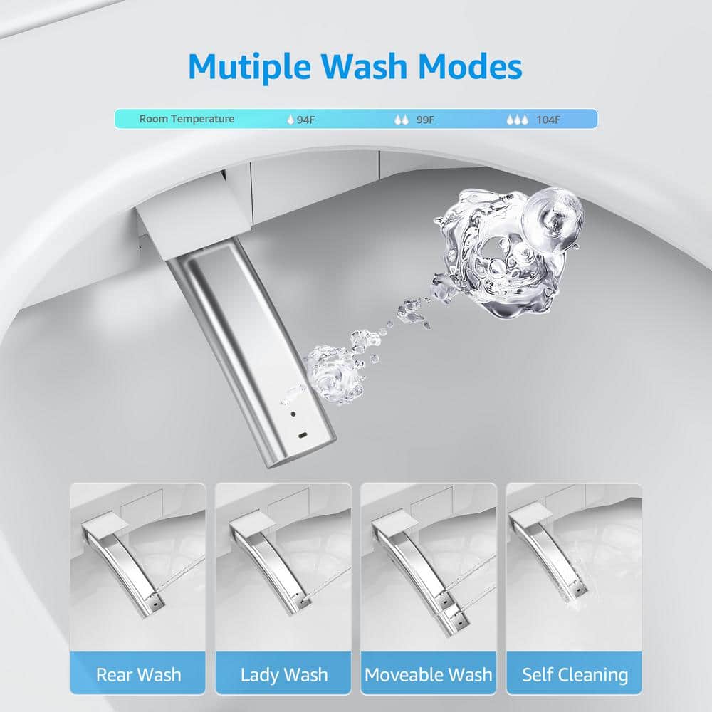 Yulika White Ceramic Elongated Smart Bidet Toilet with LED Display