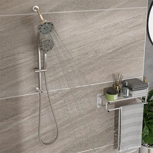 7-Spray Dual 1.8 Flow Rate Brushed Nickel Shower System with 4.7 Rain Showerhead, 7-Function Hand Shower, Slide Bar