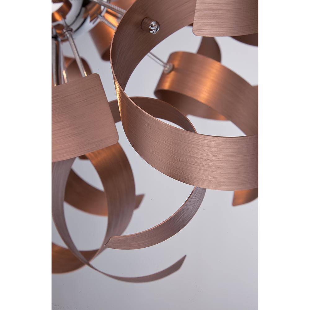 17" Satin Copper and Crystal Contemporary Pendant Light