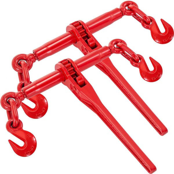 VEVOR 3 /8 in.-1/2 in. Ratchet Binders 9,215 lbs. Secure Working Load, G70 Hooks and Adjustable Length, 2.6 ft., Tow Chain