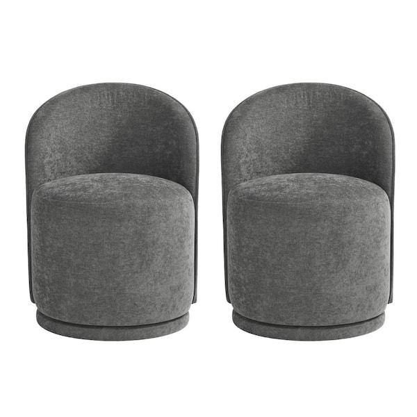 Dark Gray Linen Polyester Swivel Dining Side Chair (Set of 2)