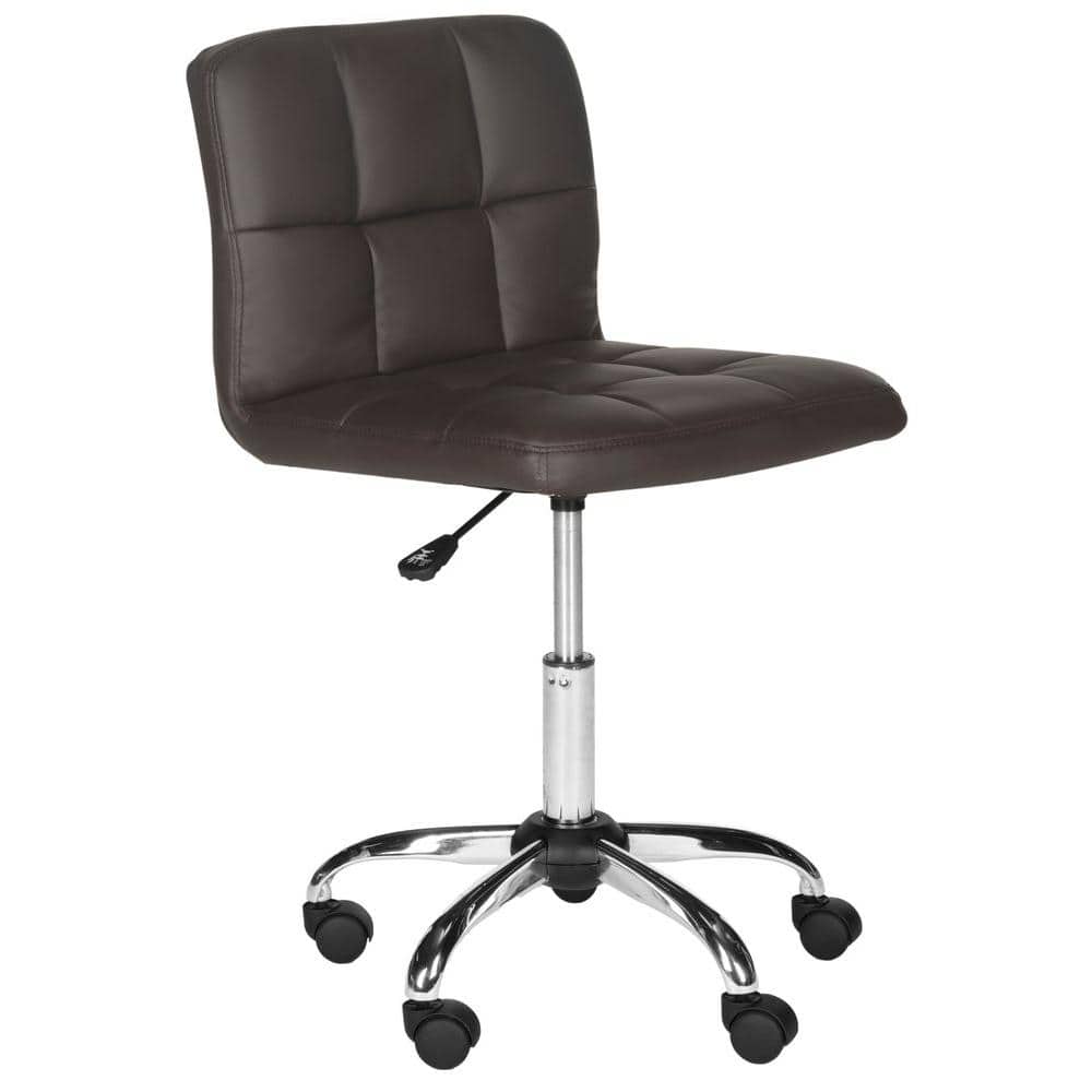 Brunner 32" Brown Leather and Metal Armless Task Chair