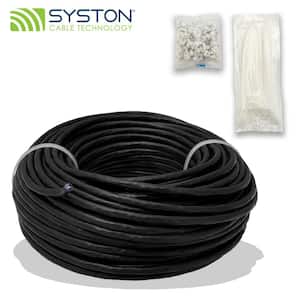 20 ft. Black CMR Cat 6A+ 700 MHz 23 AWG Solid Bare Copper Ethernet Network Cable with RJ45 Ends Heat UV resistance