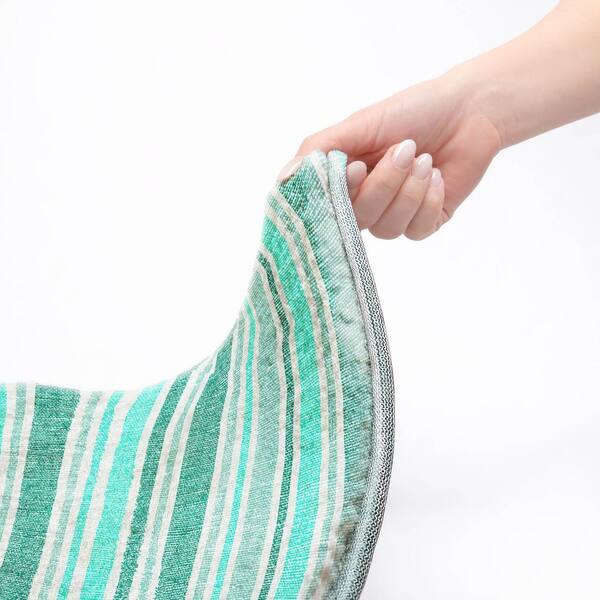 Dream Shag Premium Machine Washable Abstract ADS531 Turquoise 3 ft. x 5 ft. Area Rug
