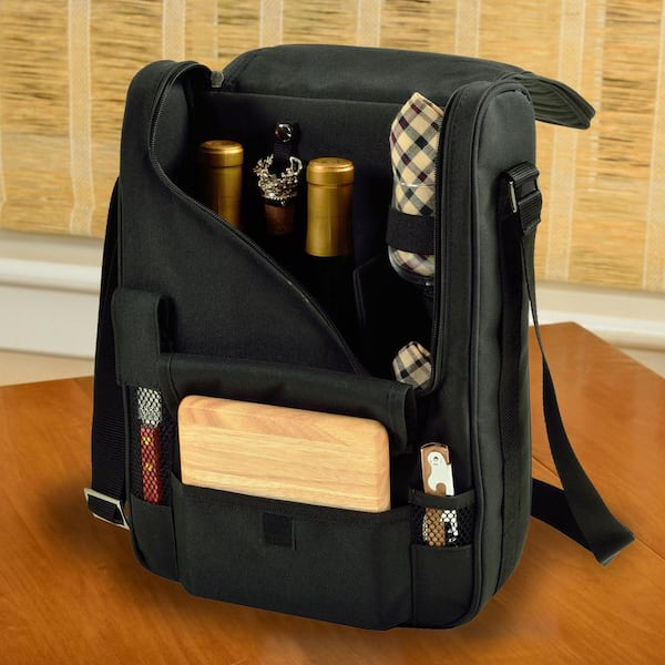Bordeaux Wine and Cheese Cooler Bag with Glass Wine Glasses Equipped for 2