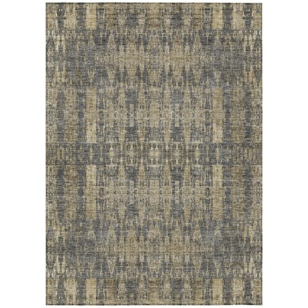 HomeRoots Gray, Taupe, Beige 10 ft. x 14 ft. Woven Moroccan Polyester Rectangle Indoor / Outdoor Area Rug