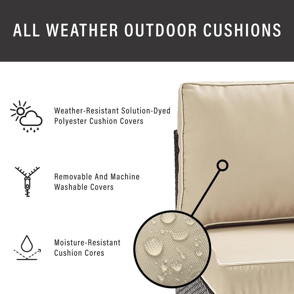 Catalina Wicker and Plastic 3-Seat Outdoor Sectional Sofa in Sand
