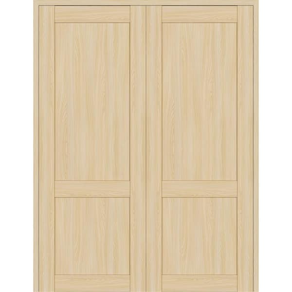 Belldinni 2 Panel Shaker 64 in. x 96 in. Both Active Loire Ash Wood Composite Solid Core Double Prehung Interior Door