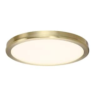 Geos 10 in. 1-Light 2700K Brass LED Flush Mount