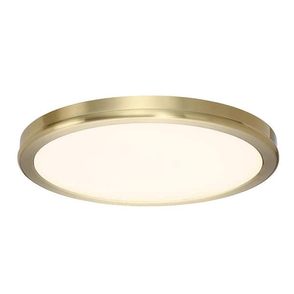 Geos 10 in. 1-Light 3000K Brass LED Flush Mount