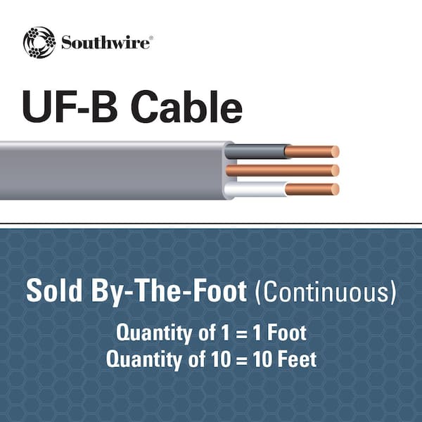 Southwire 25 ft. 10/3 Gray Solid CU UF-B W/G Cable 13059125 - The