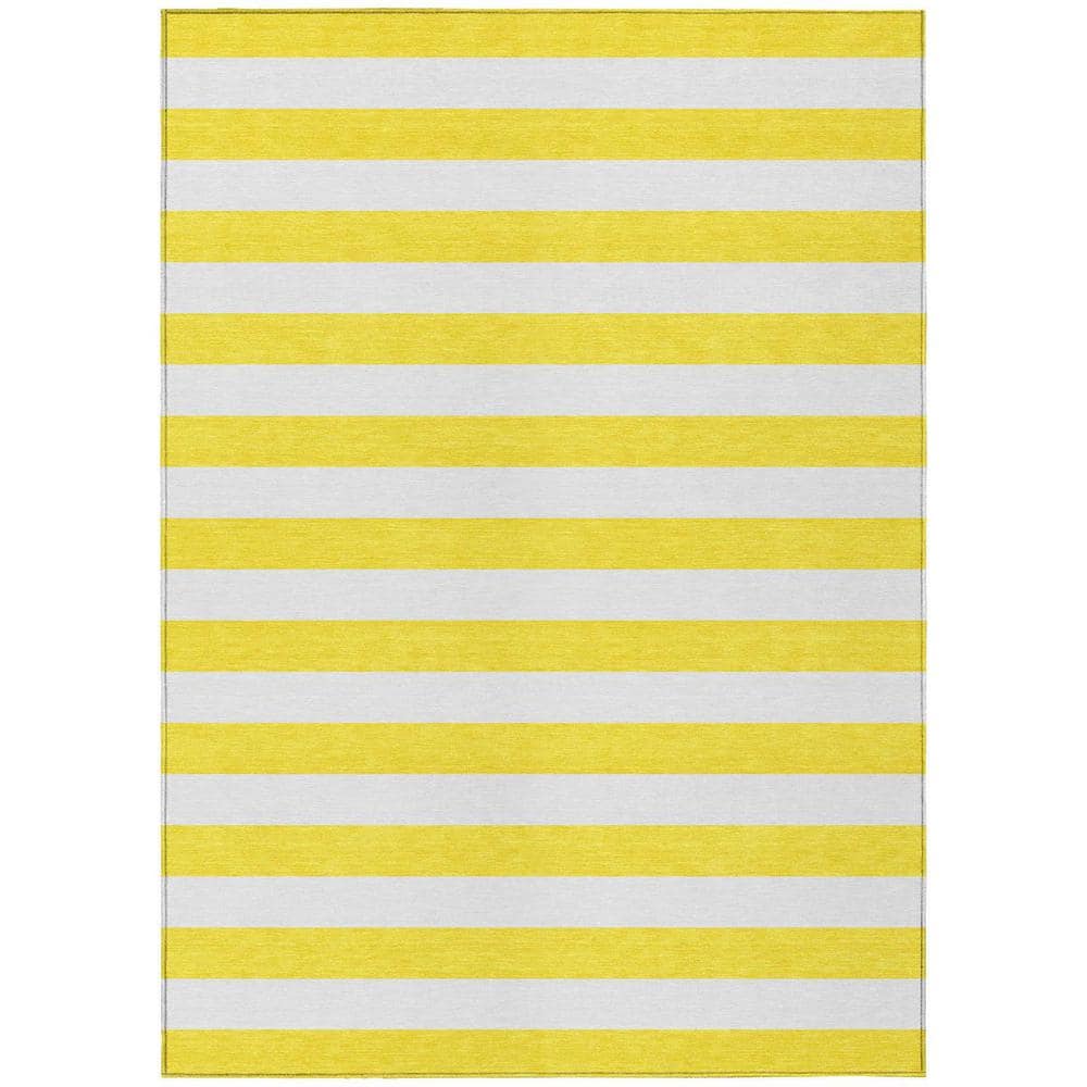 Yellow and White 3 ft. x 5 ft. Woven Striped Polyester Rectangle Indoor/Outdoor Area Rug price history on PriceWatchPro