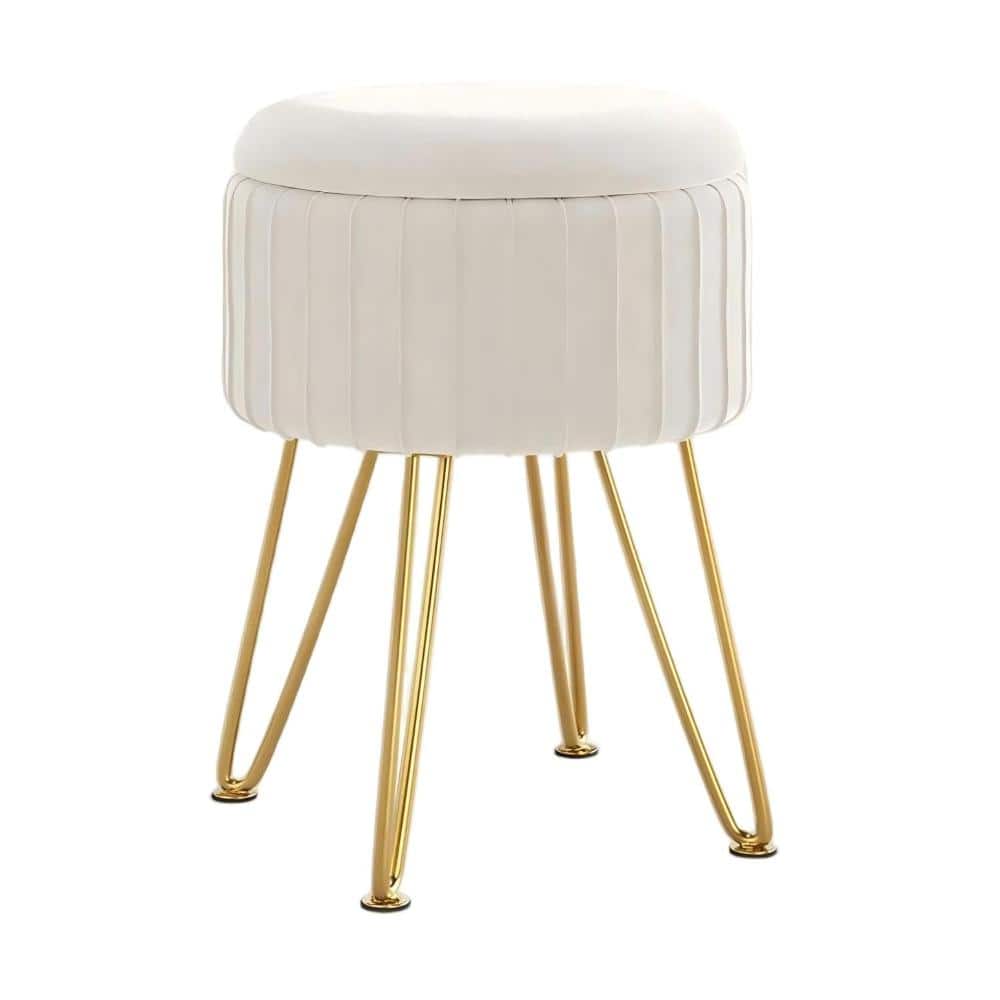 Cream Velvet Makeup Vanity Stool with Glod Legs price history on PriceWatchPro