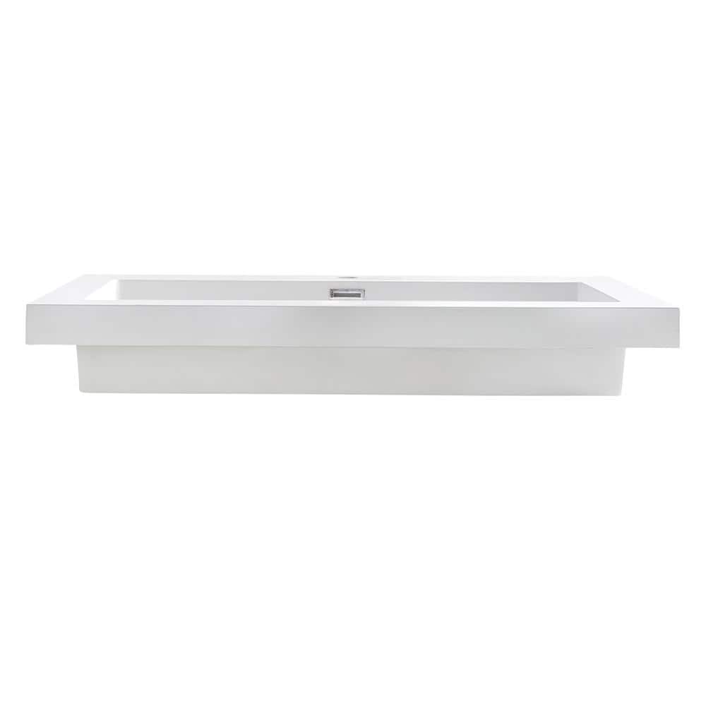 Fresca Medio 32" White Acrylic Rectangular Bathroom Sink with Overflow