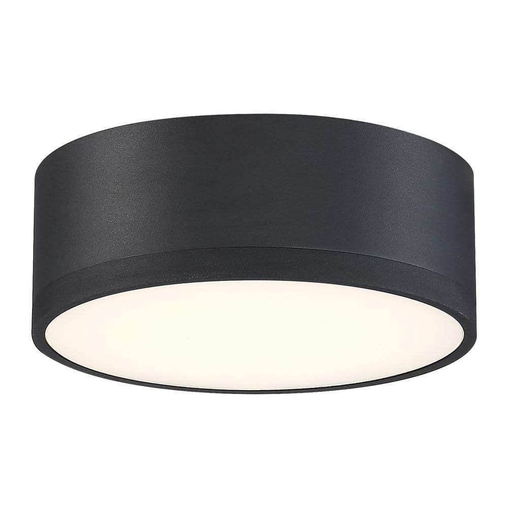 Black Aluminum LED Drum Flush Mount Light