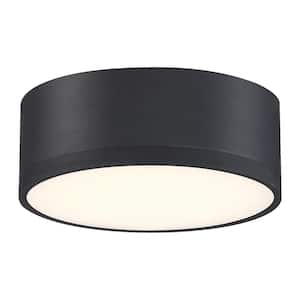 Beat 6.75 in. Transitional Black, White Integrated LED Flush Mount