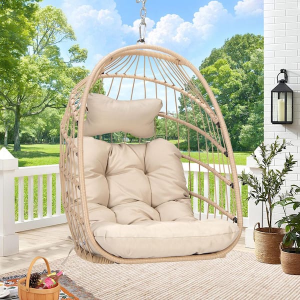 Outdoor Wicker Hanging Swing Egg Chair without Stand, Hammock