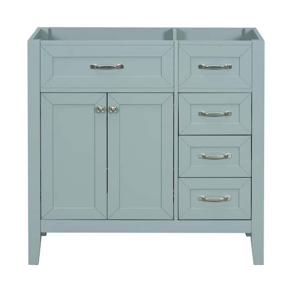 35.5 in. W x 17.7 in. D x 35 in. H Bath Vanity Cabinet without Top Solid Wood Frame Cabinet in Green with Drawers