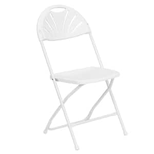 White Plastic Seat Metal Frame Outdoor Safe Folding Chair