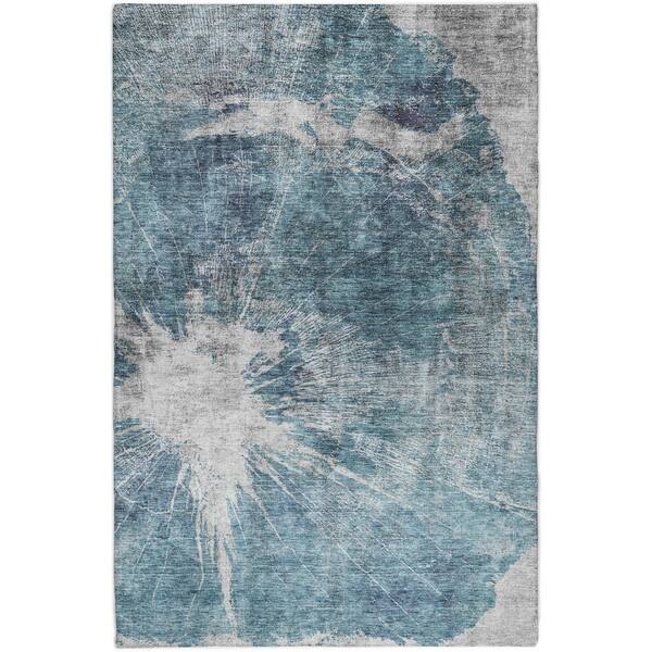 Dream Shag Premium Machine Washable Abstract ADS719 Teal 8 ft. x 10 ft. Area Rug