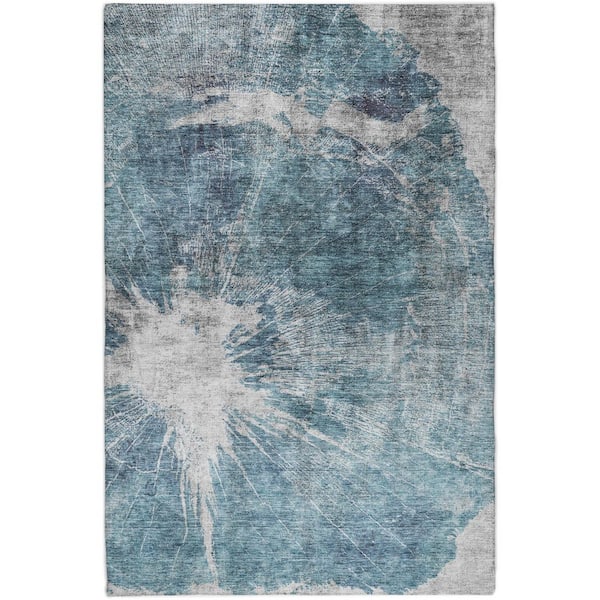 Dream Shag Premium Machine Washable Abstract ADS719 Teal 9 ft. x 12 ft. Area Rug