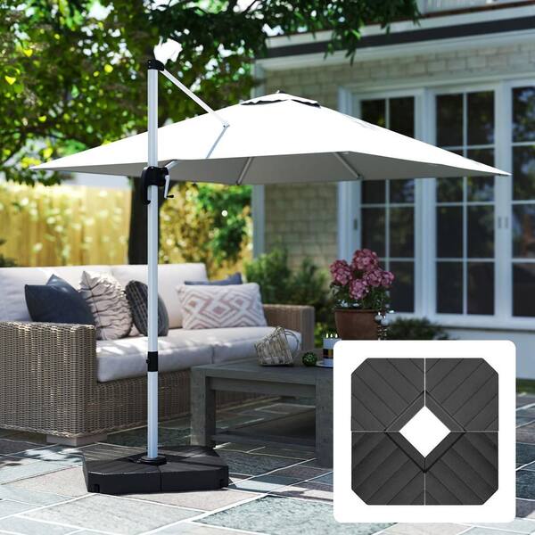 belcourt square patio umbrella base Hcman Offset Square Umbrella Base for Outdoor Umbrella Weights, 132 lb.  Capacity Water or 176 lb. Capacity Sand, Black DCP-2317554