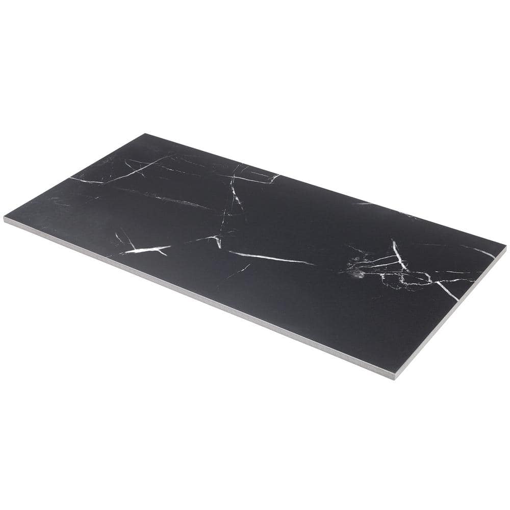 Grace Matte Black 12" x 24" Porcelain Marble-Look Tile