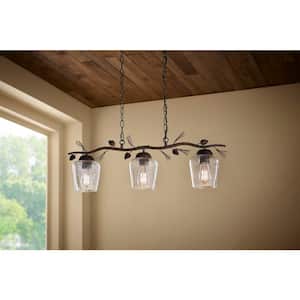 Spruce Lodge 3-Light Handmade Pinecone Chandelier/Pendant with Clear Seeded Glass Shade
