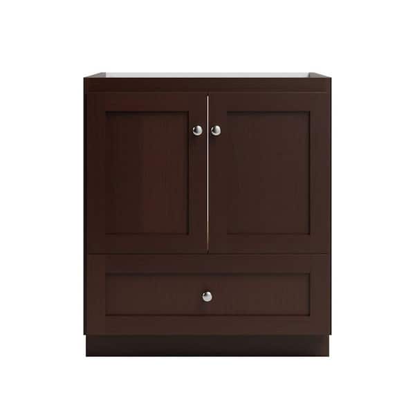 Simplicity by Strasser Shaker 30 in. W x 21 in. D x 34.5 in. H Bath Vanity Cabinet without Top in Dark Alder