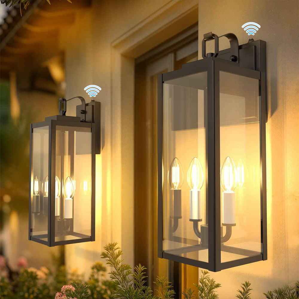 18 in. 2-Light Black White Outdoor Wall Lantern Sconce 2-Pack, Exterior Light Clear Glass for Porch No Bulbs Included price history on PriceWatchPro