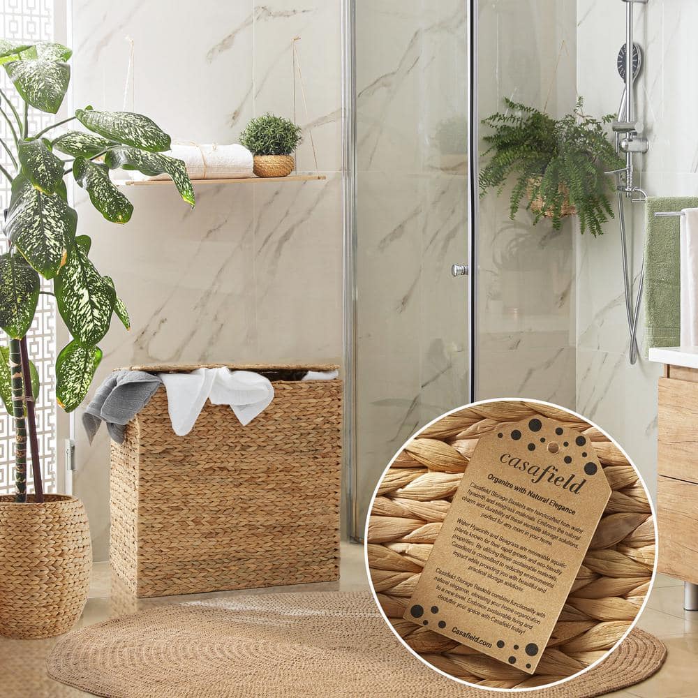 Natural Wicker Upright Hamper with Lid, 24" Tall