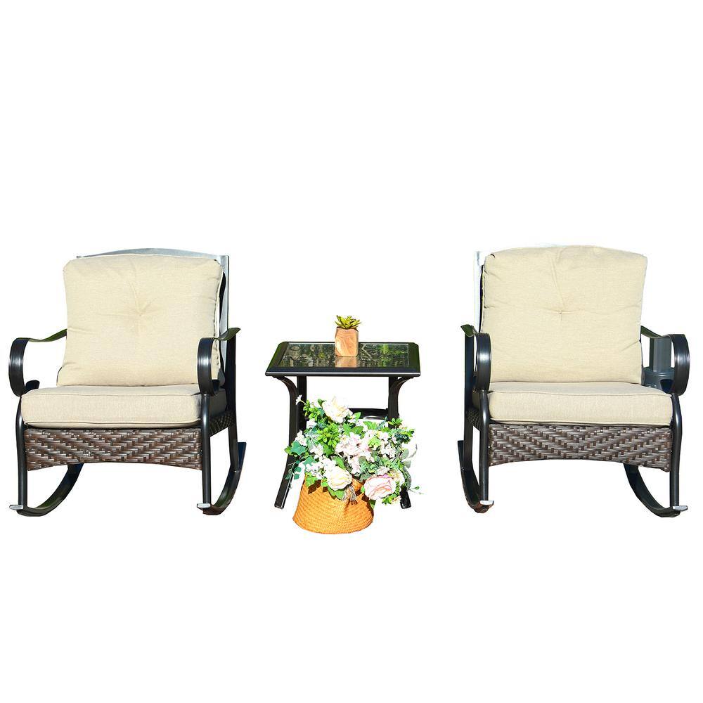 DIRECT WICKER Jessica 3Piece Wicker Patio Conversation Set with Beige