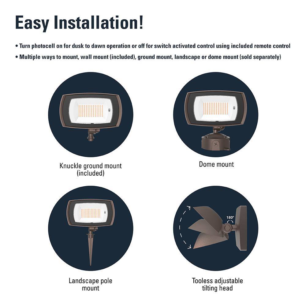 Bronze Outdoor Integrated LED Floodlight with Remote Control