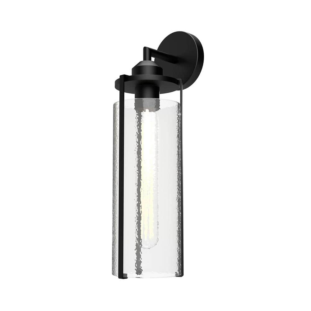 Matte Black Cylinder Vanity Light with Clear Water Glass