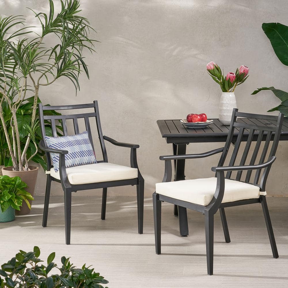 Set of 2-Acacia Wood Outdoor Dining Chairs with Armrests for Patio Garden D