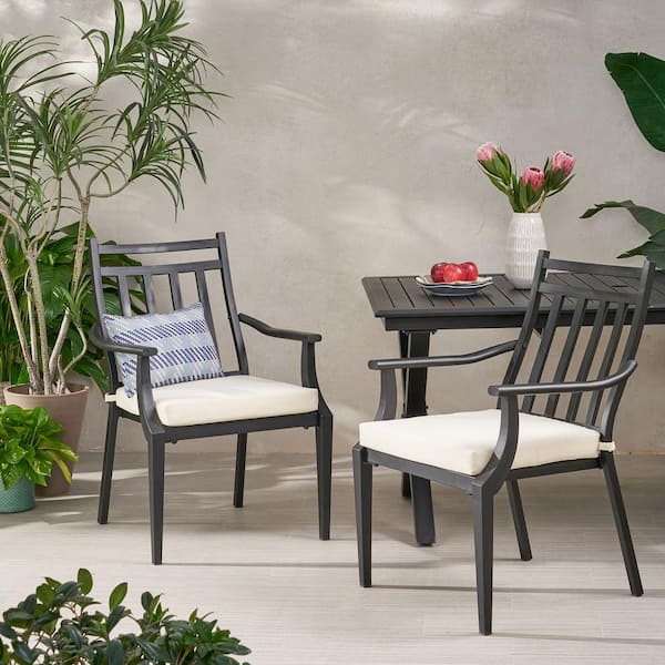 Unbranded Set of 2-Acacia Wood Outdoor Dining Chairs with Armrests for Patio Garden Deck with Cushions Beige