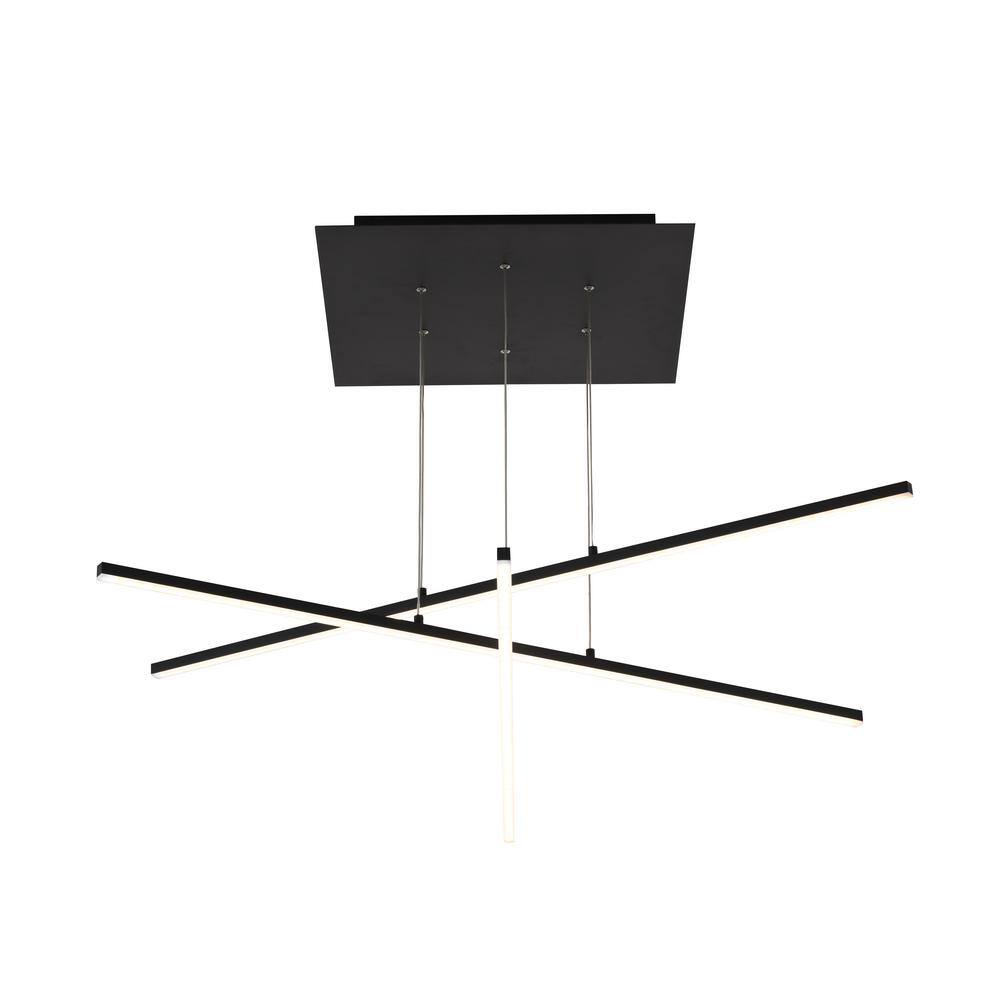 2Light Integrated LED Matte Black Statement Chandelier With Hanging