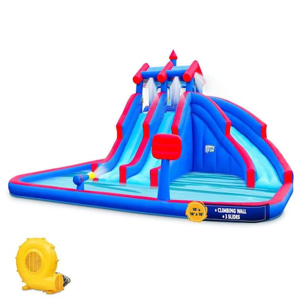 SUNNY & FUN Inflatable Water Slide and Blow up Pool, Kids Water Park for Backyard