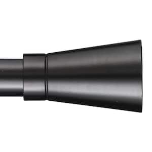 4 ft. Non-Telescoping 1-1/8 in. Single Curtain Rod with Rings in Black with Linea Finial