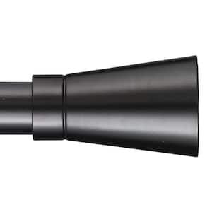 10 ft. Non-Telescoping 1-1/8 in. Single Curtain Rod with Rings in Black with Linea Finial