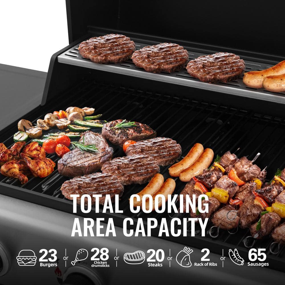 Royal Gourmet 3-Burner Black Propane Gas Grill with Stainless Steel