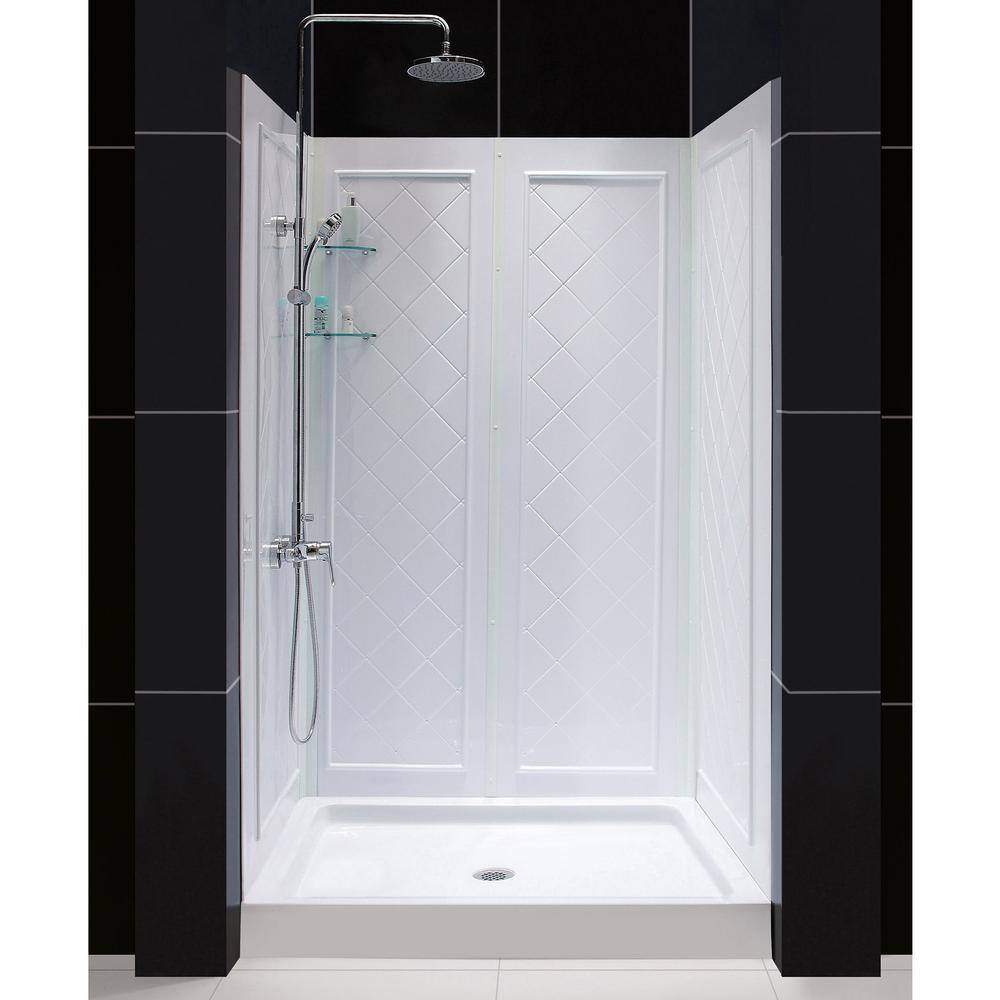 Flex 48" Chrome Semi-Frameless Pivot Shower Kit with Clear Glass
