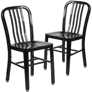 Metal Outdoor Dining Chair in Black (Set of 2)