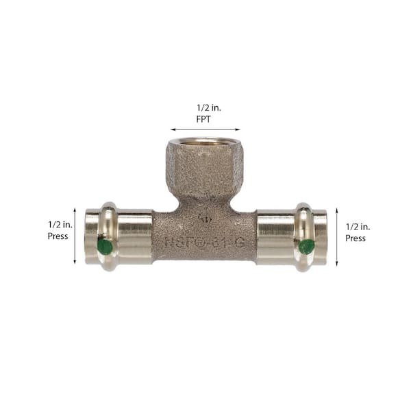 ProPress 1/2 in. Press x 1/2 in. Press x 1/2 in. FPT Zero-Lead Bronze Tee (5-Pack)