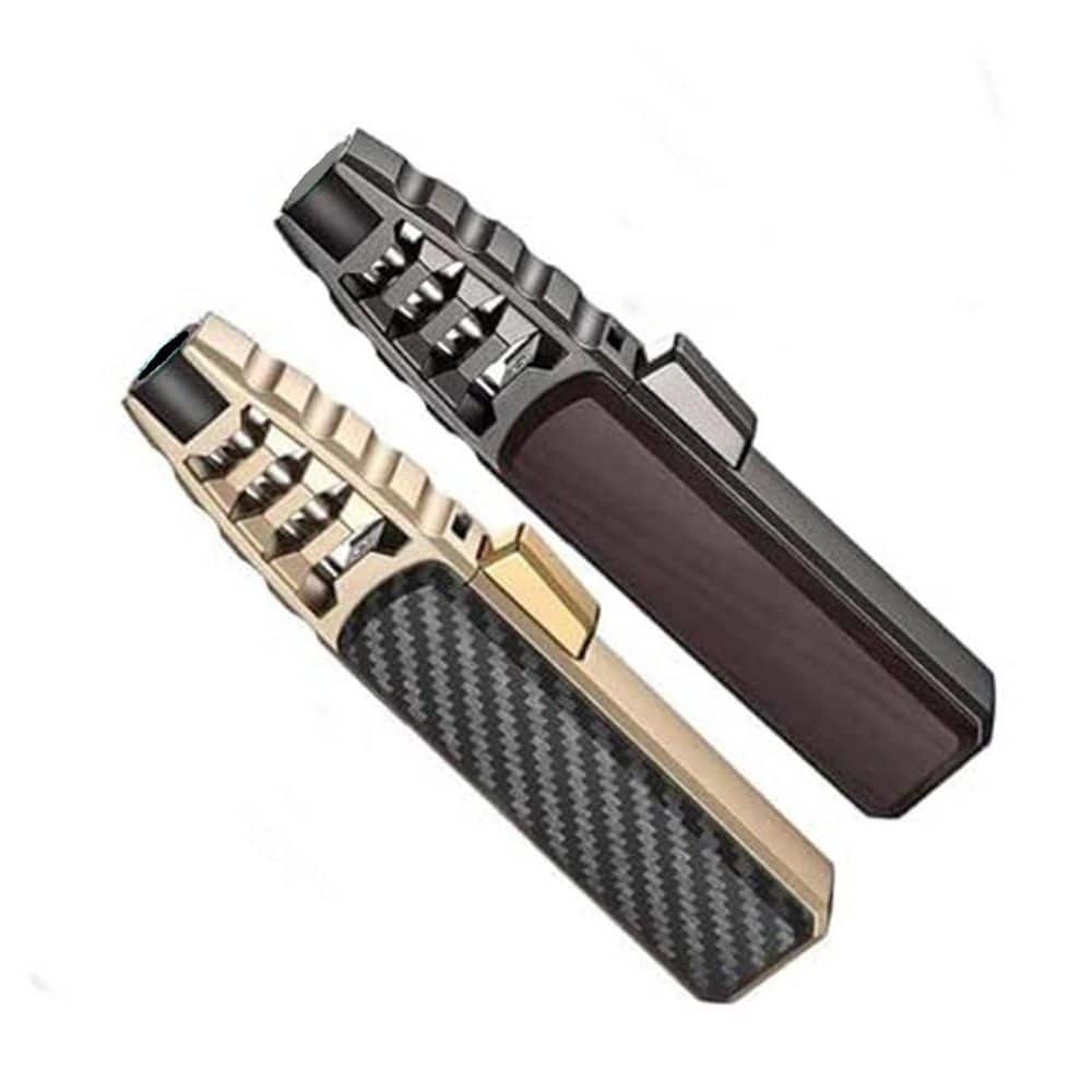 Butane Metal Windproof Blue Flame Torch Lighter Adjustable Flame Refillable Straight Jet for Men 2 Pack