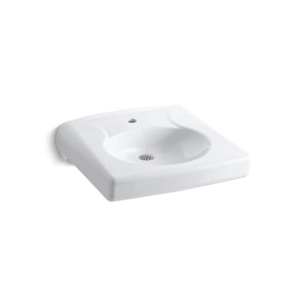 21.938 in Wall Mount Vitreous China 1 Compartment Commercial Sink in White