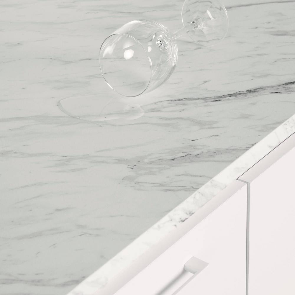 Myro Kitchen Island, Faux Black Stone and White - thumbnail 4
